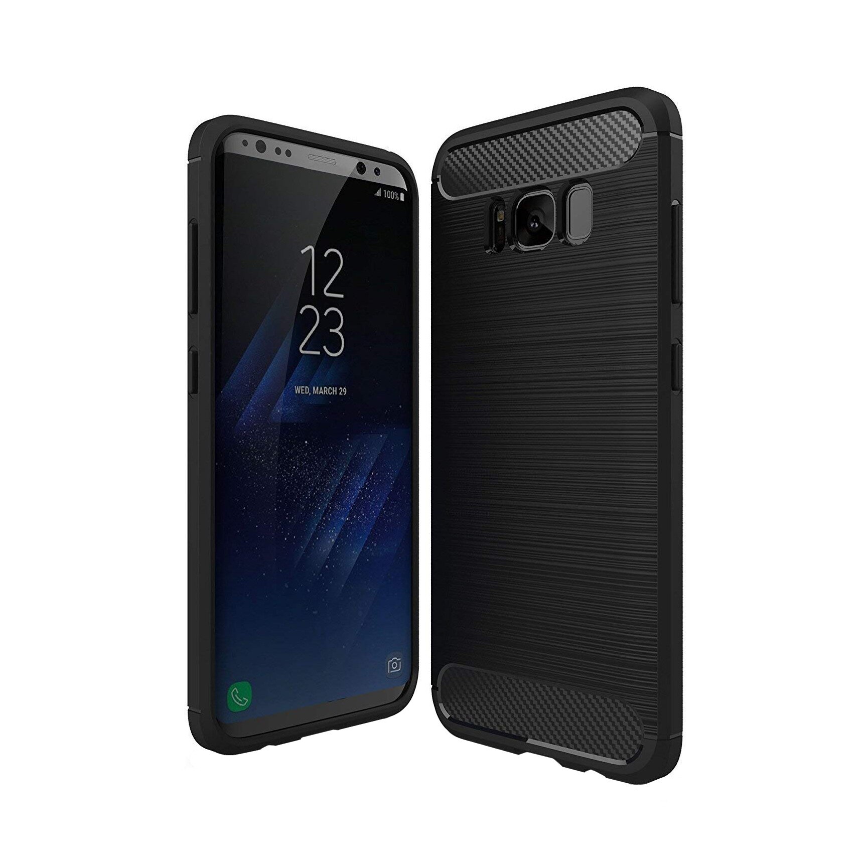 Husa Samsung Galaxy S8, Slim Armor Carbon, carcasa spate Antisoc, Negru