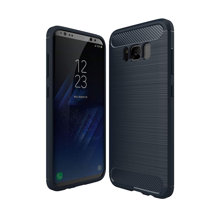 Кейс за Samsung Galaxy S8, Slim Armor Carbon, Antishock гръб, син