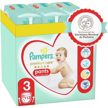 Scutece-chilotel Pampers Premium Care Pants XXL Box Marimea 3, 6-11 kg, 112 buc Scutece-chilotel Pampers Premium Care Pants XXL Box Marimea 3, 6-11 kg, 112 buc