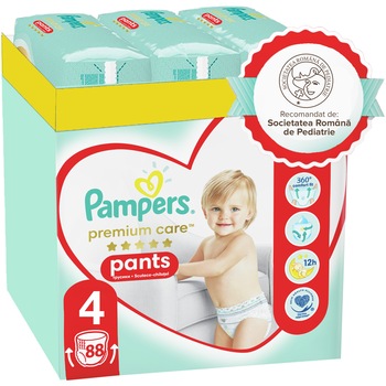 Scutece-chilotel Pampers Premium Care Pants XXL Box Marimea 4, 9-15 kg, 88 buc Scutece-chilotel Pampers Premium Care Pants XXL Box Marimea 4, 9-15 kg, 88 buc