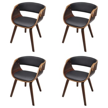 Set de 4 scaune de bucatarie, cu spatar curbat, vidaXL, Piele artificiala, Maro, 53 x 52 x 70 cm Set de 4 scaune de bucatarie, cu spatar curbat, vidaXL, Piele artificiala, Maro, 53 x 52 x 70 cm