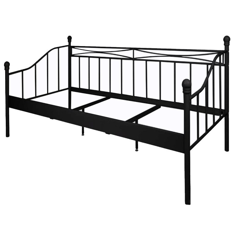 Pat din otel, 200x90cm, Negru EGO