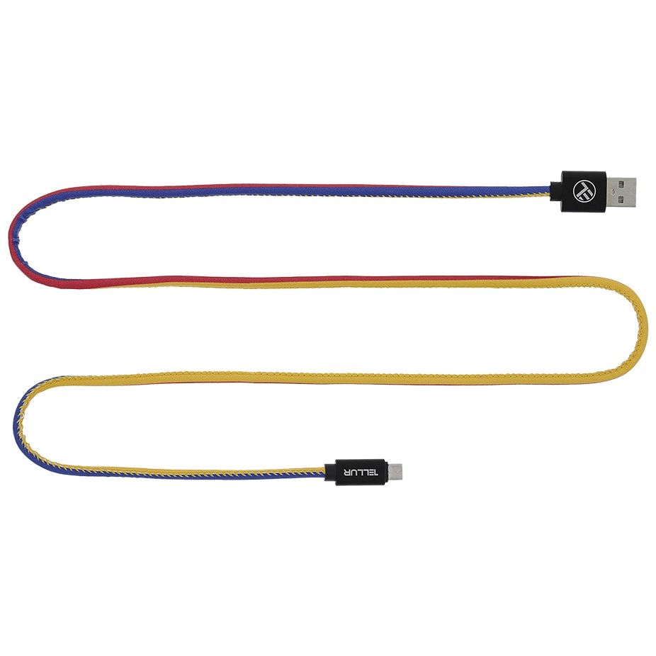 Cablu de date Tellur FRF, Piele Sintetica, USB Type C, 1m, Tricolor