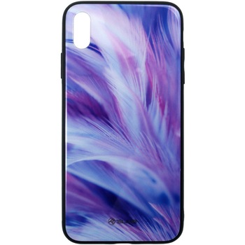 Husa de protectie Tellur Glass print pentru Apple iPhone XS Max, Feather Husa de protectie Tellur Glass print pentru Apple iPhone XS Max, Feather