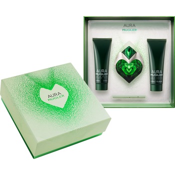 Set cadou Thierry Mugler Aura, Femei, 50 ml Apa de Parfum + 50 ml Lotiune de Corp + 50 ml Gel de Dus Set cadou Thierry Mugler Aura, Femei, 50 ml Apa de Parfum + 50 ml Lotiune de Corp + 50 ml Gel de Dus