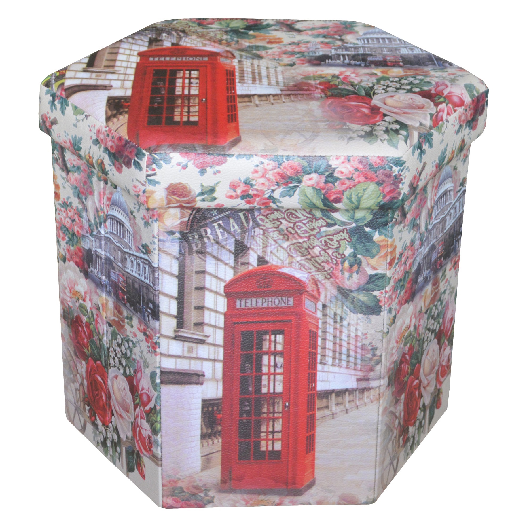 Taburet pliabil cu spatiu de depozitare Heinner Home, Hexagonal Phone