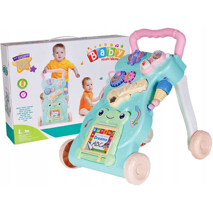 IDL Little Frog Interactive Prewalker, помага за развиване на двигателни умения, координация око-ръка-звук, разнообразие от дейности на английски език, Turquoise