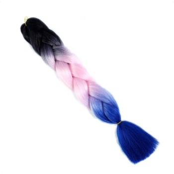 Extensie colorata de par pentru impletituri ombre negru/roz/albastru100 g par sintetic Extensie colorata de par pentru impletituri ombre negru/roz/albastru100 g par sintetic