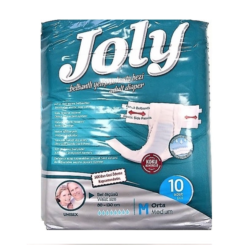 Scutece incontinenta Premium adulti Joly nr. 2 Medium - M 10 buc/set + Servetele Economice Babyfin 72Buc/Pachet