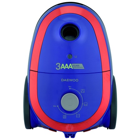Aspirator Daewoo, cu sac textil, 700 W, clasaa A, capacitate sac 3 l, control putere variabil, filtru HEPA 13, tub telescopic, sac microfibra, perie standard UltraBrush, 72 dB, culoare: albastru-rosu