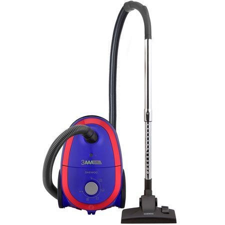 Aspirator Daewoo, cu sac textil, 700 W, clasaa A, capacitate sac 3 l, control putere variabil, filtru HEPA 13, tub telescopic, sac microfibra, perie standard UltraBrush, 72 dB, culoare: albastru-rosu