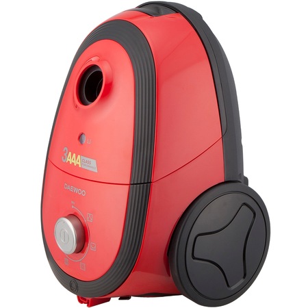 Aspirator Daewoo, cu sac textil, 700 W, clasa A, capacitate sac 3 l, control putere variabil, filtru HEPA 13, tub telescopic, sac microfibra, perie standard UltraBrush, 72 dB, culoare: rosu-negru