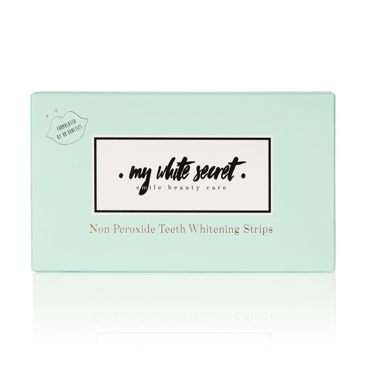 My White Secret Fogfehérítő csíkok, 0% peroxid, vegán, 14 db