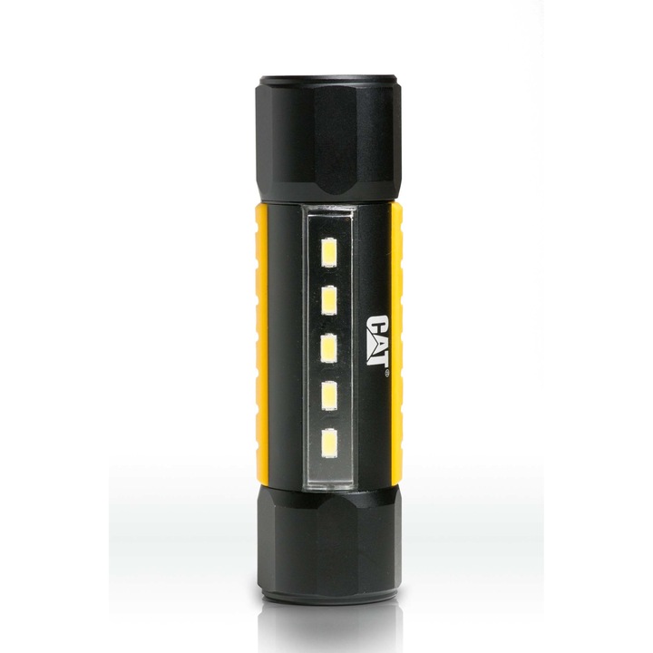 Мини фенер CAT CT3410, LED, 200 + 275 lm, ABS, Черен/Жълт