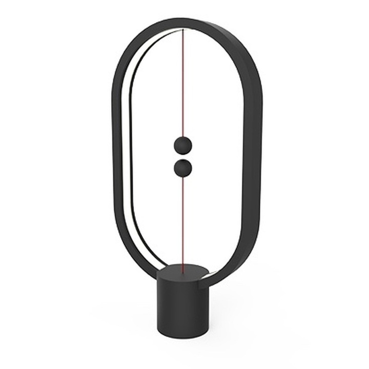 Heng Balance, LED-es asztali lámpa, ellipszis alakú, USB-csatlakozóval, fekete