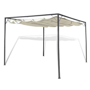 Pavilion foisor de gradina cu acoperis retractabil, vidaXL, Tesatura, Crem, 3 x 3 x 2,3 m Pavilion foisor de gradina cu acoperis retractabil, vidaXL, Tesatura, Crem, 3 x 3 x 2,3 m
