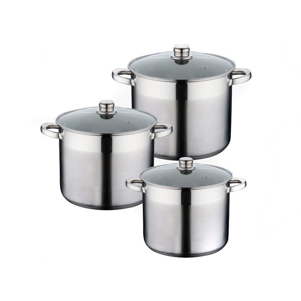 Set 3 oale inox cu capac din sticla termorezistenta Peterhof PH-15199