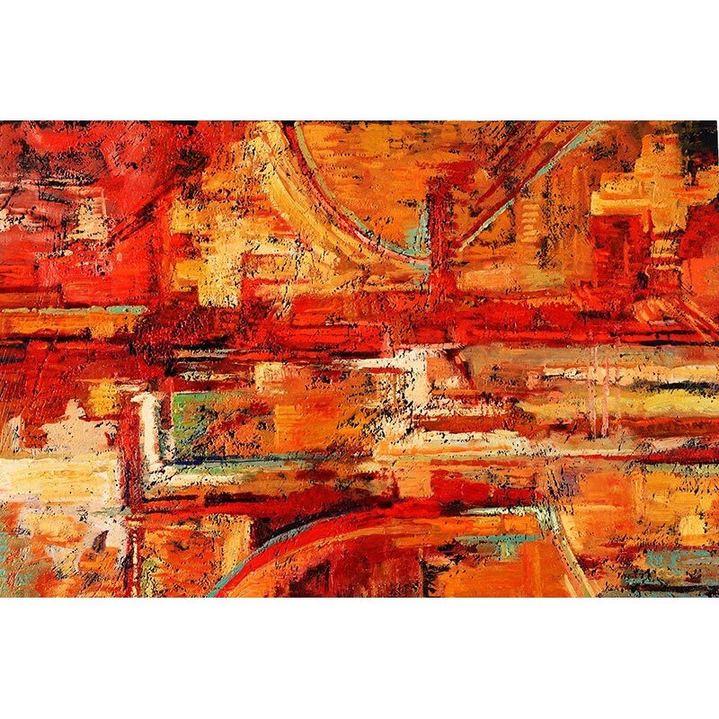 Tablou canvas, produs DekoStore, pentru dormitor/living/birou, inramat pe cadru de lemn, print HD, Caramizi rosiatice, 40x30 cm