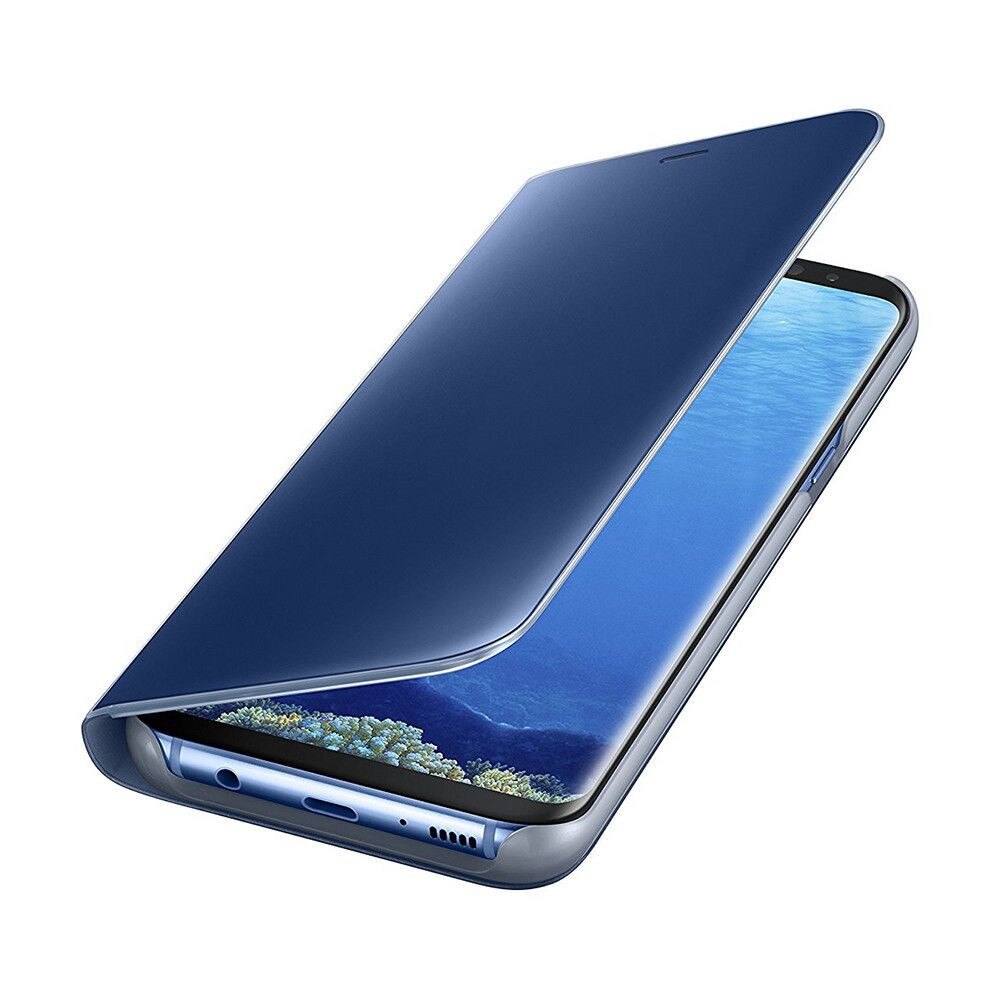 Husa Samsung Galaxy S8 Plus Clear View Oglinda Albastru Blue Flip Standing Cover