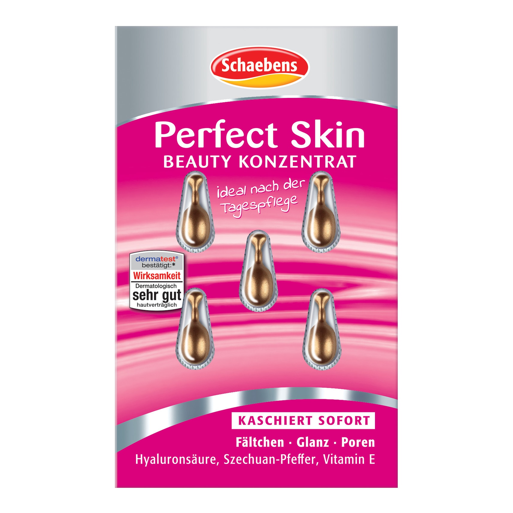 Concentrat SCHAEBENS Perfect Skin, ser cu efect de makeup, marifierea porilor, 5 capsule pentru 5 aplicari