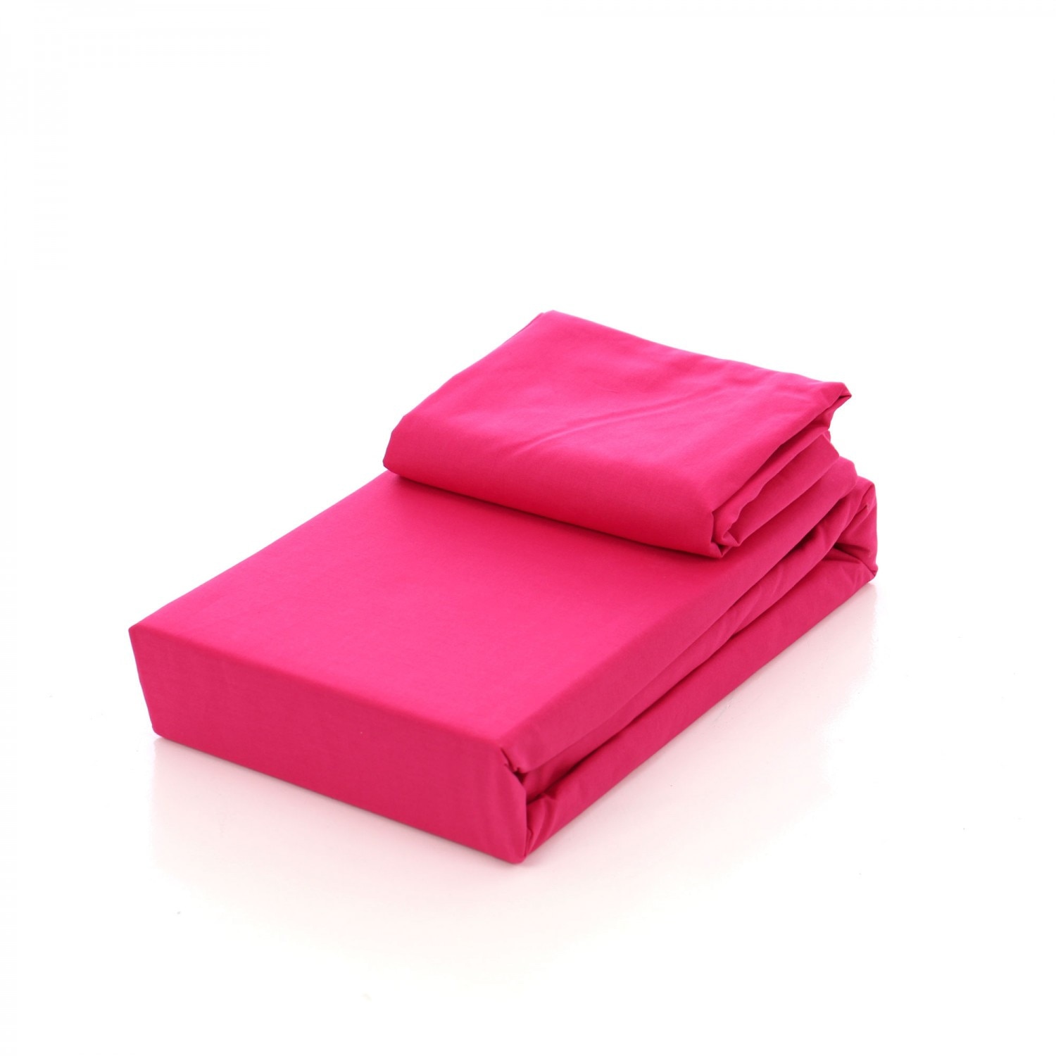 Husa de pat iMKⓇ cu elastic, bumbac 100%, 160x200 cm + 2 fete perna 50x70 cm, fucsia