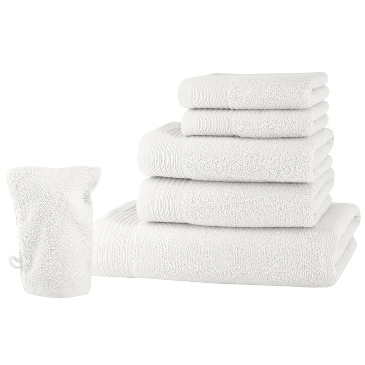 Set baie 6 produse Classic Collection, Alb, 100% bumbac Terry Selection