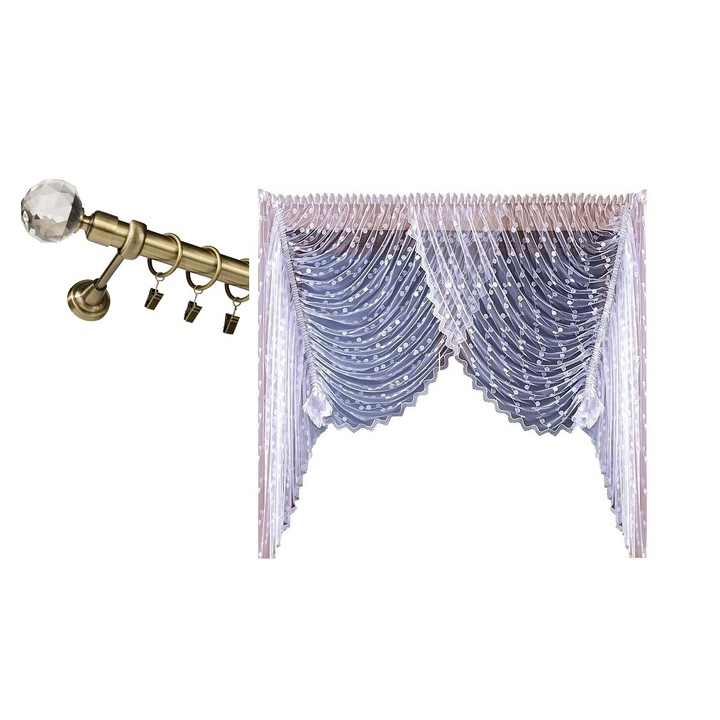 Set galerie Kula Crystal /19 - 160 cm aur antic + perdea Selene 400x180