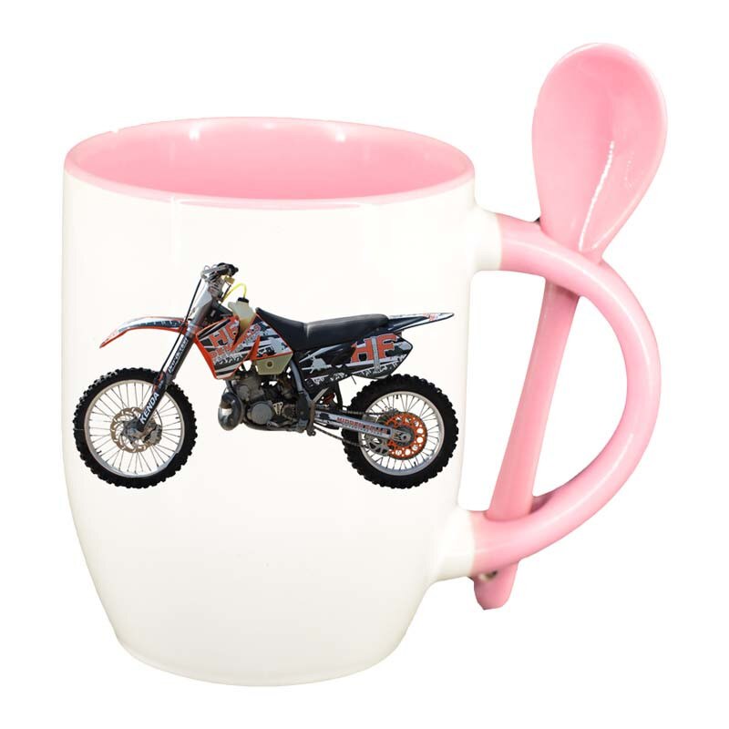 Cana Motor cu lingurita, interior roz, 330ml, D55