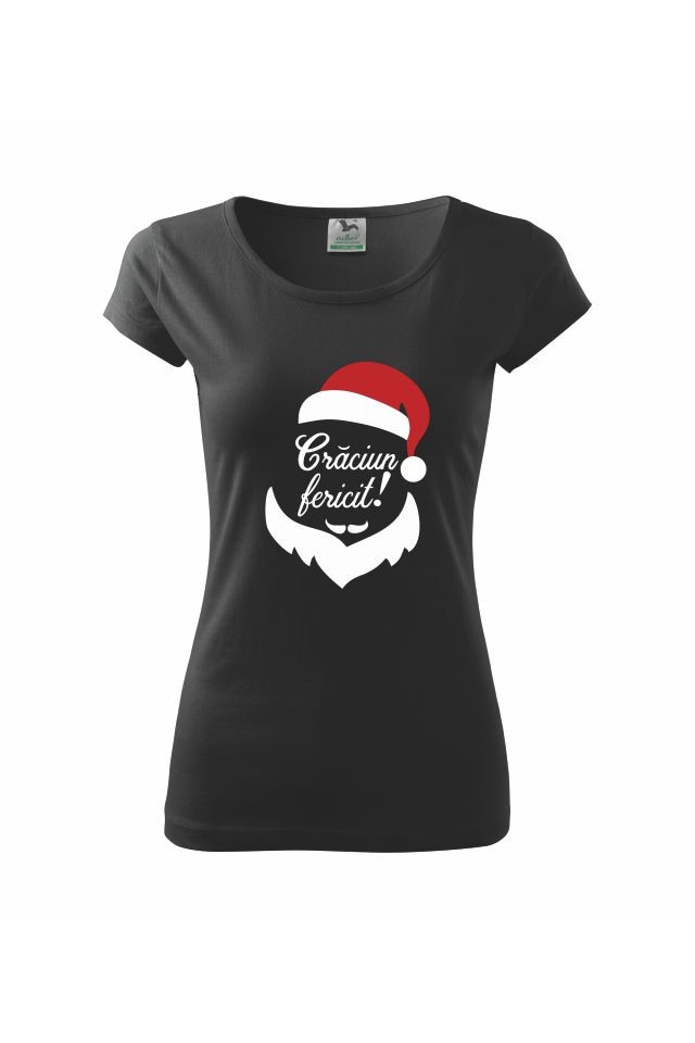 Tricou de dama Pure craciun fericit negru, Negru/Rosu