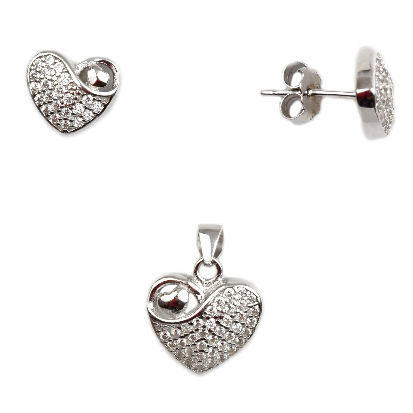 Set argint rodiat inimioare - DA74