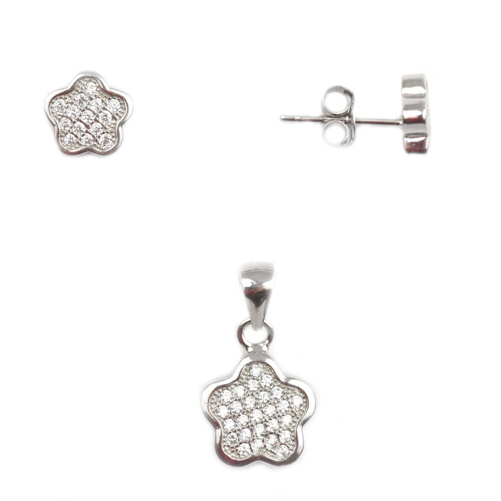 Ródiumozott ezüst készlet kövekkel - DA76