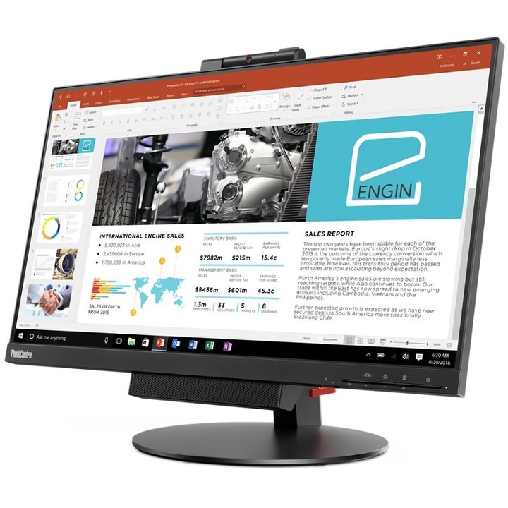 Monitor LED IPS Lenovo ThinkCentre 21.5", Touchscreen, Full HD, Display Port, Negru, TIO22Gen3