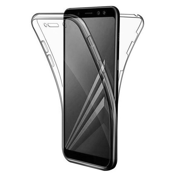 Husa Full TPU 360° (fata + spate) pentru Samsung Galaxy A7 (2018), Gri Transparent