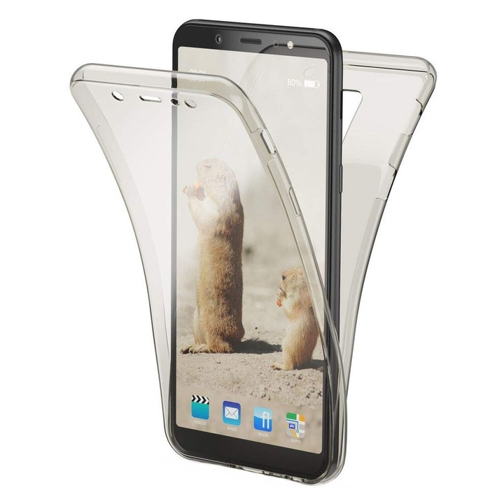 Цялостен протектор от TPU 360° (преден и заден), за Samsung Galaxy A6 Plus (2018), прозрачно сив