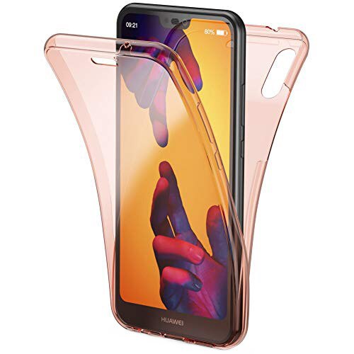 Husa Full TPU 360° (fata + spate) pentru Huawei P20 Lite, Rose Gold Transparent
