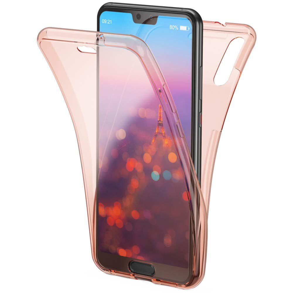 Husa Full TPU 360° (fata + spate) pentru Huawei P20 Pro, Rose Gold Transparent