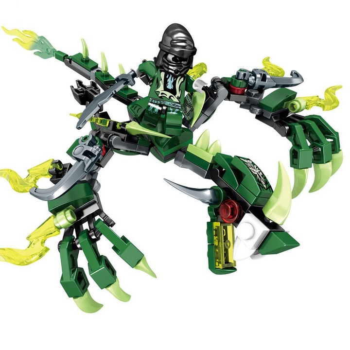 Set caramizi constructie Ninja Thunder Swordsman Green Dragon