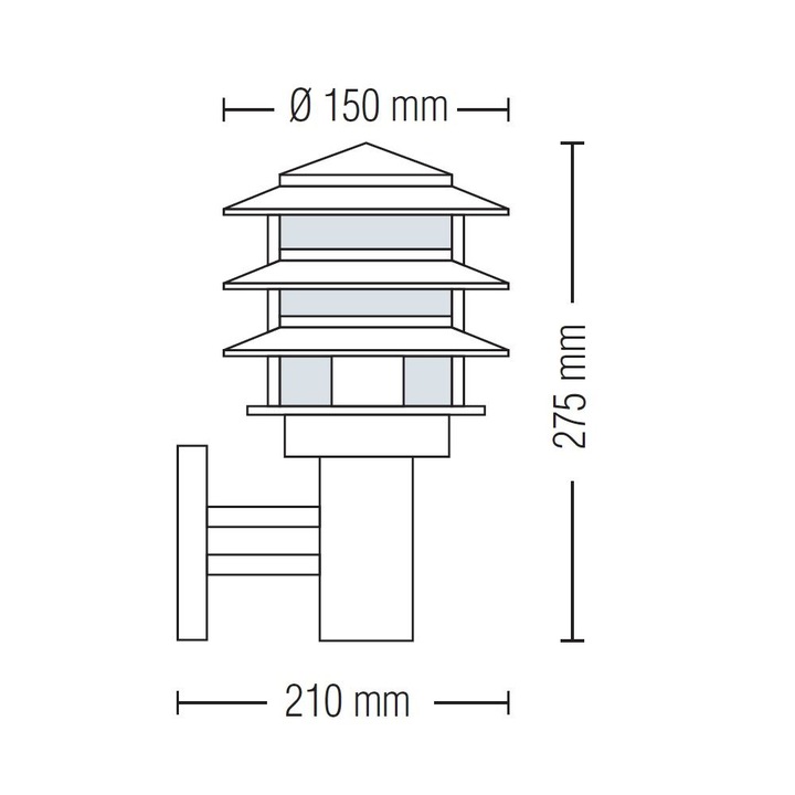 Лампа за външно осветление Kayin-2, стенна, E27, max 60W, Inox, 220-240V, IP44