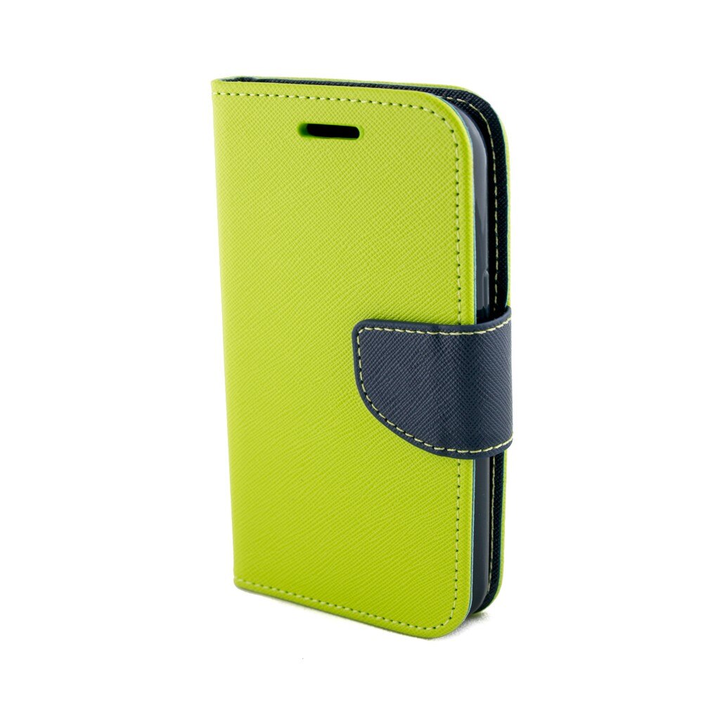 Husa piele, ECO Fancy, Samsung GalaxyJ1, Lime/Albastru