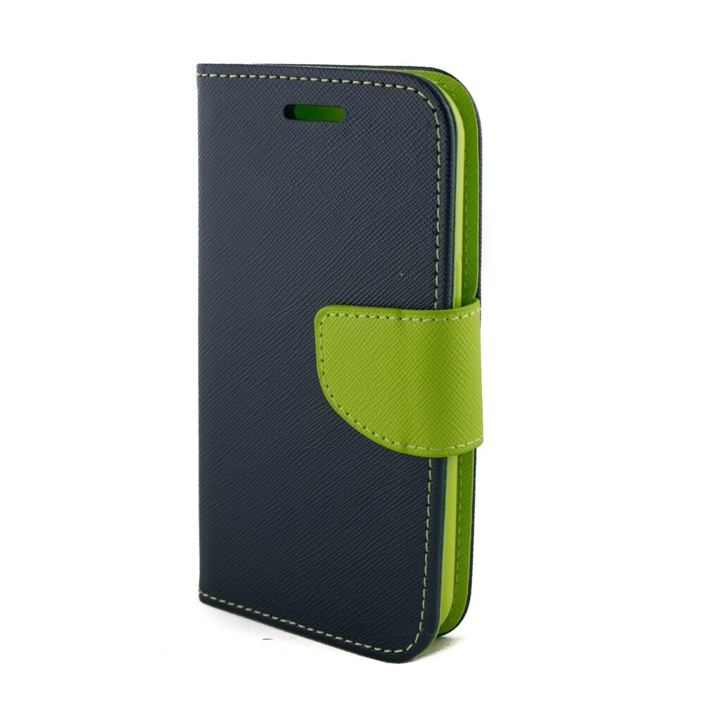 Husa piele, ECO Fancy, Samsung GalaxyJ1, Albastru/Lime