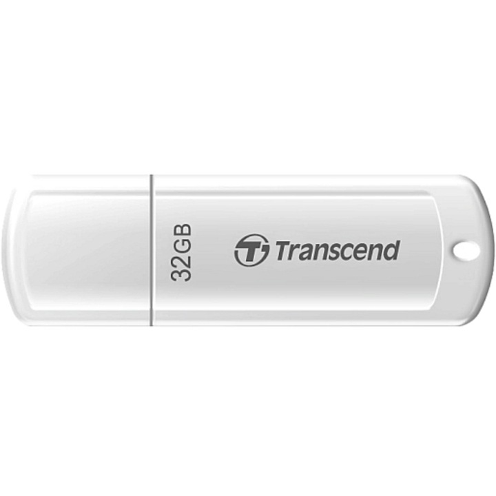 USB Flash памет Transcend JetFlash®370, 32 GB, USB 2.0, Бяла (R/W 16/6 MB/s)