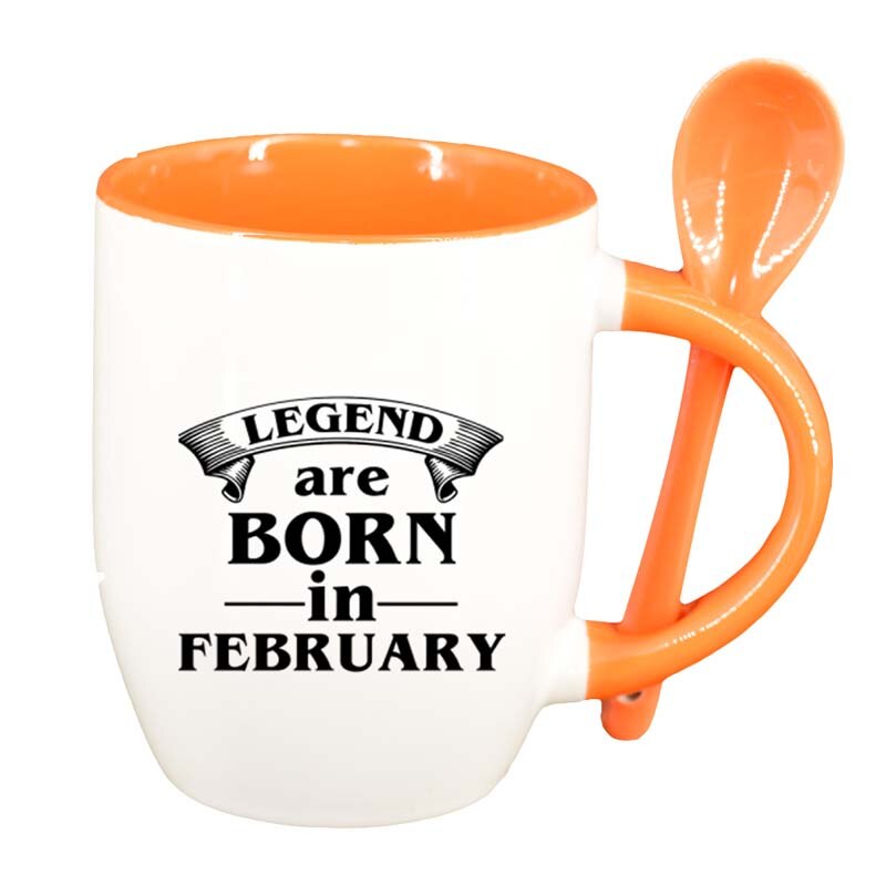 Cana Legend cu lingurita, interior portocaliu, 330ml, D80