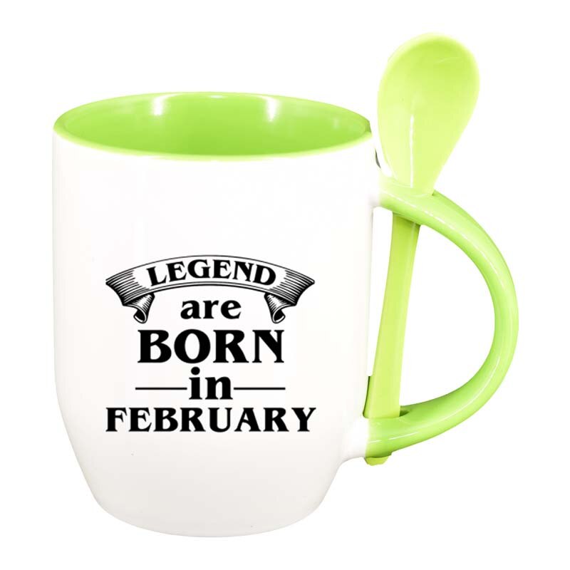 Cana Legend cu lingurita, interior verde deschis, 330ml, D80