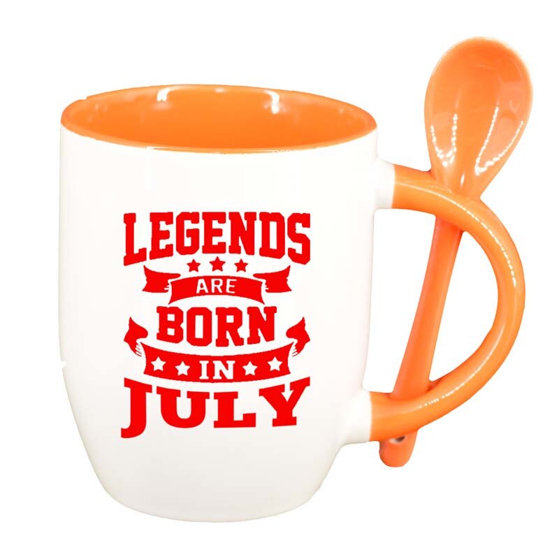 Cana Legend cu lingurita, interior portocaliu, 330ml, D77