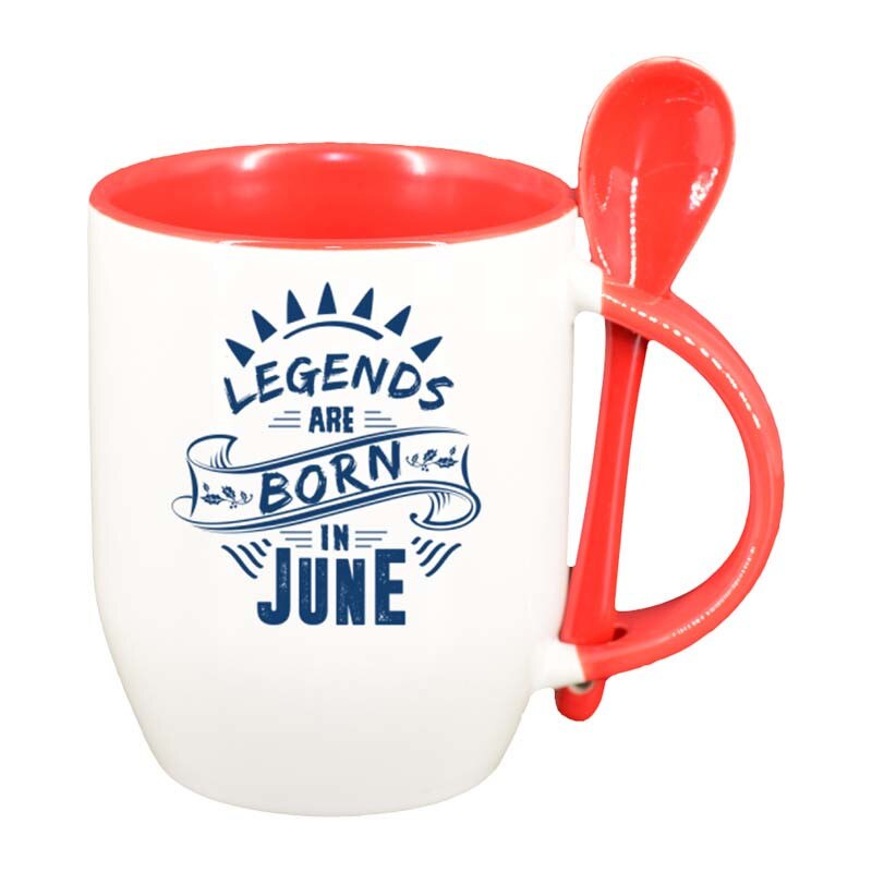 Cana Legend cu lingurita, interior rosu, 330ml, D73