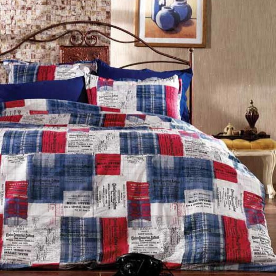 Lenjerie de Pat, Bumbac Ranforce Lux, Model Tineret Rosu, 2 persoane, 70X70, 200X200