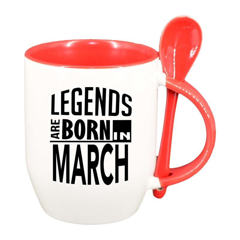 Cana Legend cu lingurita, interior rosu, 330ml, D76