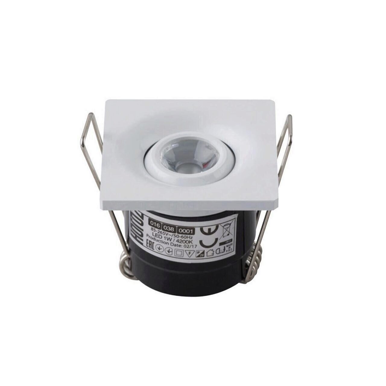 Spot Led Laura White, 1W, 70lm, lumina neutra 4200K, patrat, 85-265V, Aluminiu, Alb
