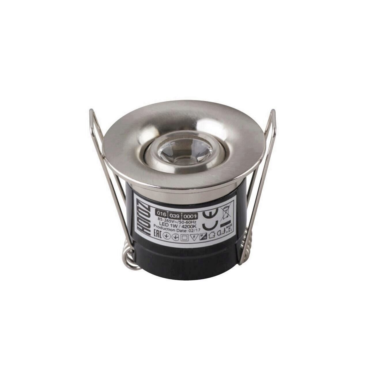 Spot Led Silvia Mat Chrome, 1W, 70lm, lumina neutral 4200K, 85-265V, Aluminiu