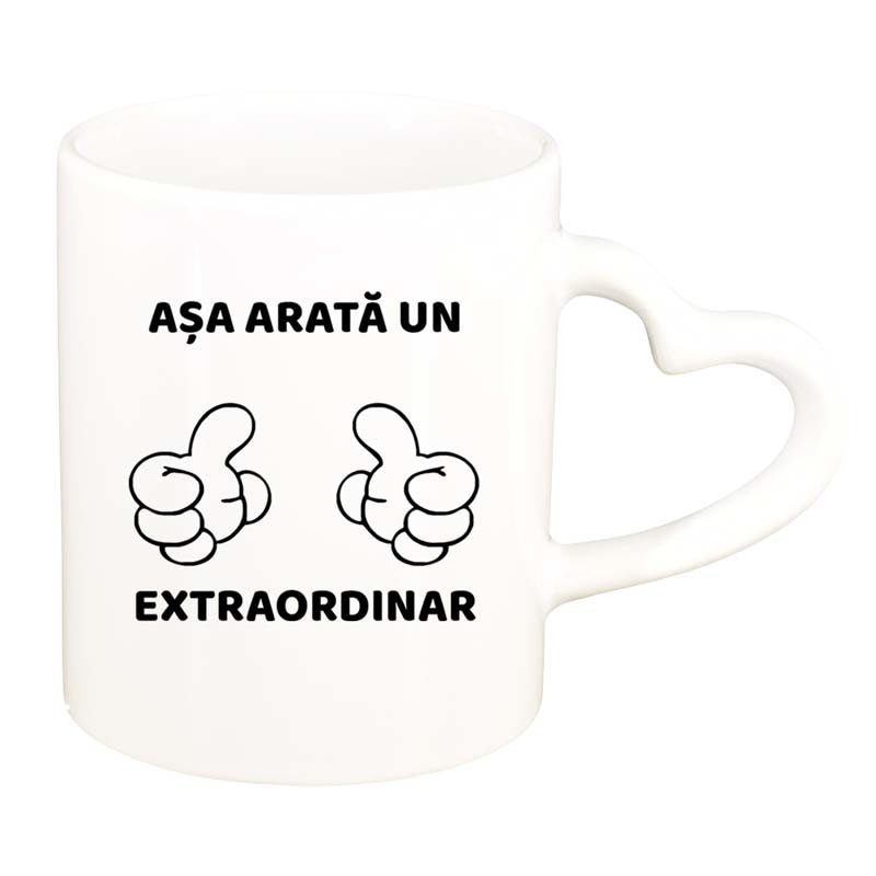 Cana Extraordinar, alb, maner inima, 330ml, D90